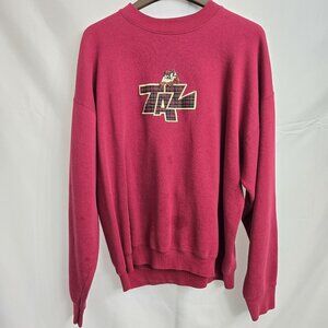 Vintage 1997 Looney Tunes TAZ Maroon Sweatshirt Size Large Cotton Blend